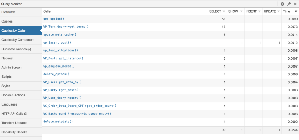query monitor
